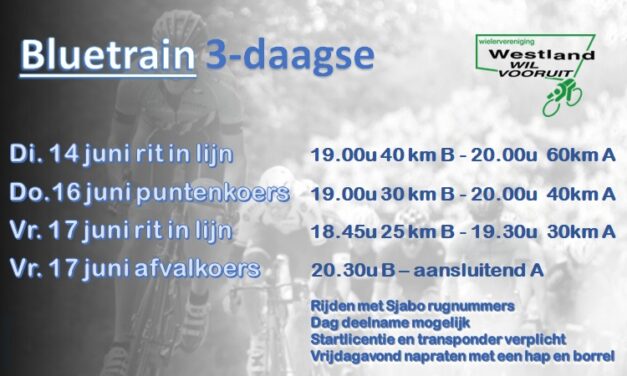 BLUETRAIN 3-Daagse voor A en B trimmers 14, 16 en 17 juni