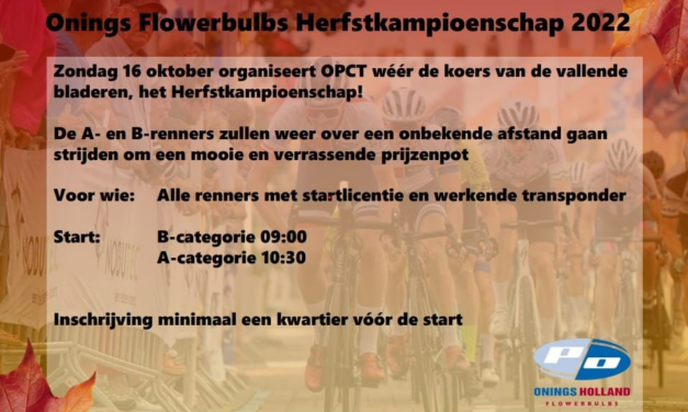 Trimmers: Onings Flowerbulbs herfstkampioenschap zo 16 oktober