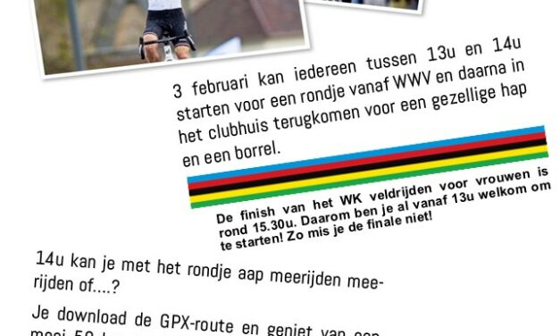 Fiets mee met het supportersclub rondje “wk veldrijden” zaterdag 3 februari